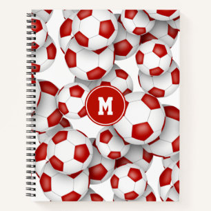Rot-Weiß-Schulmannschaft färbt Jungen-Fußball Notizbuch