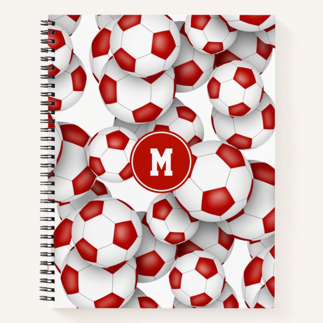 Rot-Weiß-Schulmannschaft färbt Jungen-Fußball Notizbuch (Vorderseite)