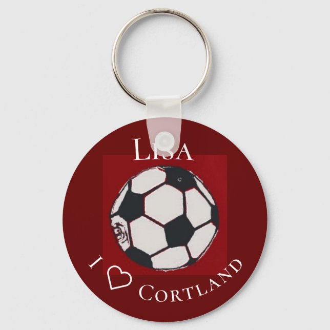 Rot-Weiß-Schwarz-Fußball personalisiert Schlüsselanhänger (Vorderseite)