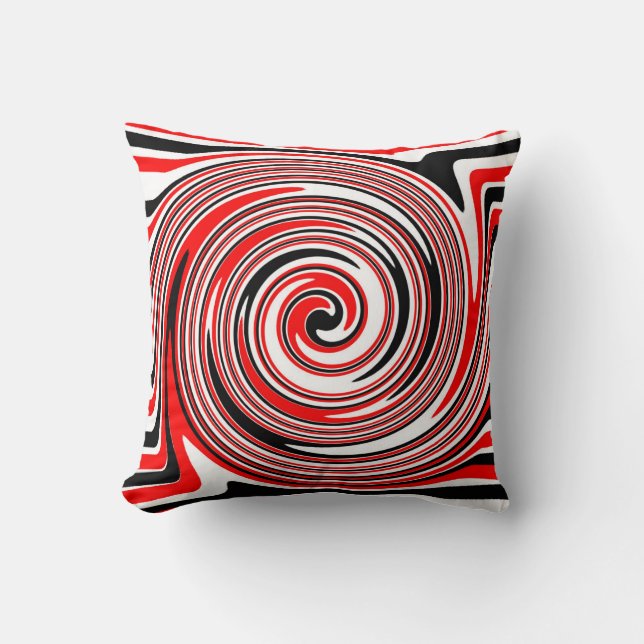 Rot-weiß-schwarz-psychedelisches Design Kissen (Vorderseite)
