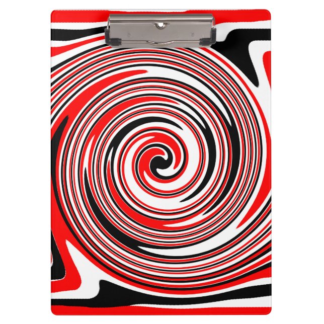 Rot-weiß-schwarz-psychedelisches Design Klemmbrett (Vorderseite)