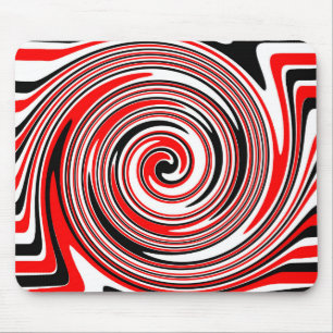 Rot-weiß-schwarz-psychedelisches Design Mousepad