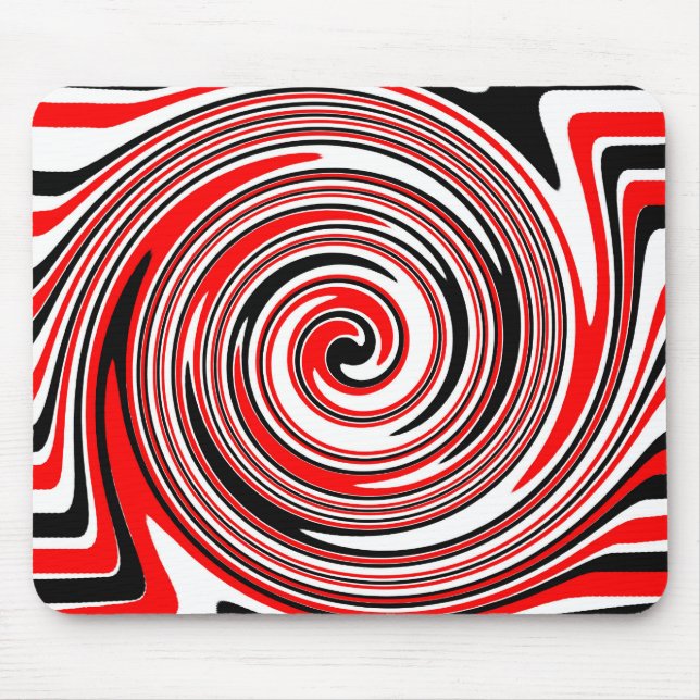 Rot-weiß-schwarz-psychedelisches Design Mousepad (Vorne)