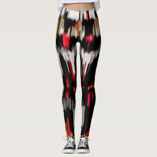 Rot-Weiß-Schwarz-weiße Abstrakte Malerei Leggings
