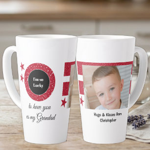 Rot weiß so ein Glück Opa mit Foto Milchtasse