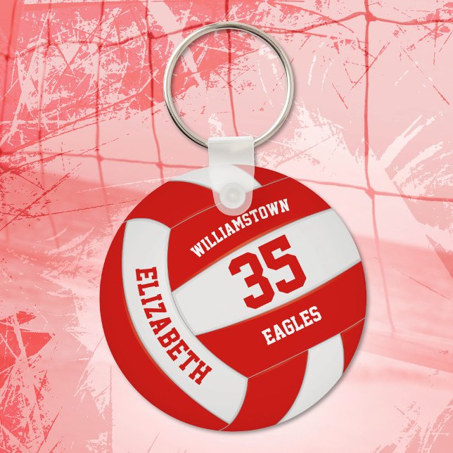 Rot-Weiß-Sportmannschaft spielt Volleyball Schlüsselanhänger (Von Creator hochgeladen)