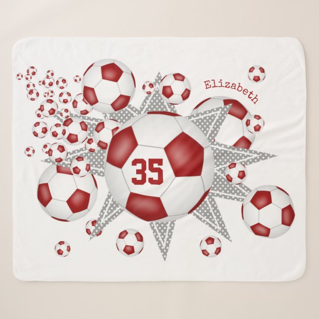 Rot-Weiß-Sportraum Fußball-Blowout Sherpadecke (Vorderseite (Horizontal))