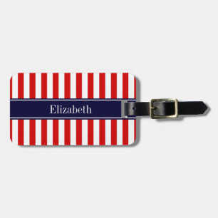 Rot Weiß Streifen Marineblau Name Monogramm Gepäckanhänger