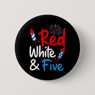 Rot weiß und 5. Geburtstag 4. Juli unabhängig Button