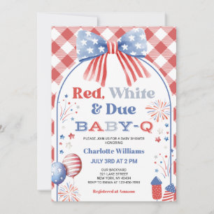 Rot, Weiß und bald Baby-Q Baby Shower Einladung