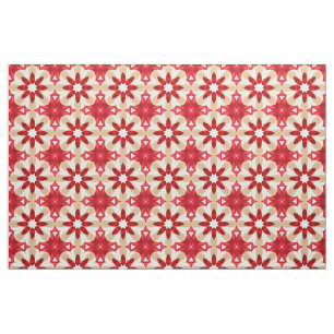 Rot-Weiß- und Beige-Blume wie Muster Stoff