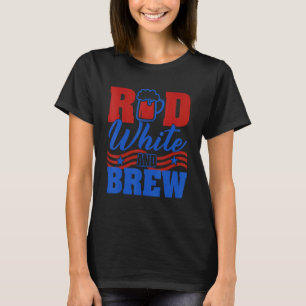 Rot-Weiß und Bierbrauen Grafik 4. Juli T-Shirt
