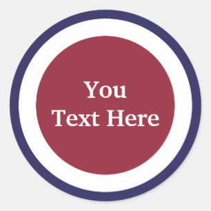 Rot, Weiß und Blau anpassen Runder Aufkleber