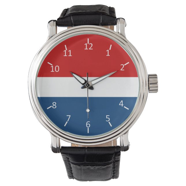 Rot weiß und Blau Armbanduhr (Vorderseite)