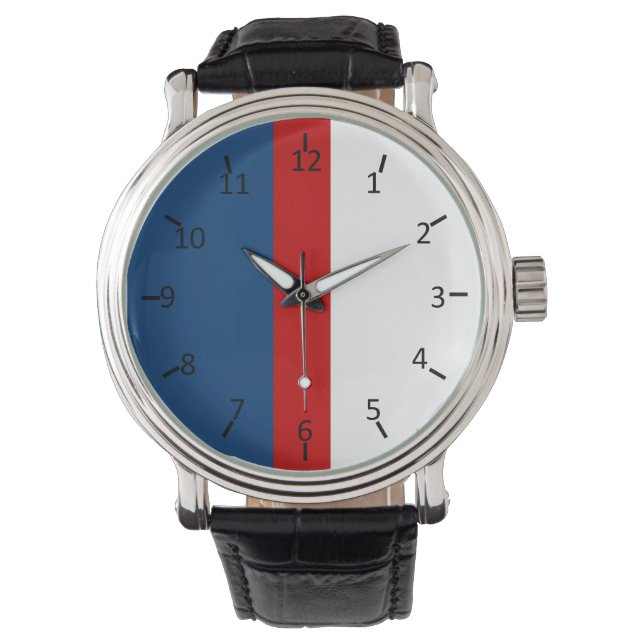 Rot weiß und Blau Armbanduhr (Vorderseite)