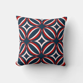 Rot, Weiß und Blau Art Deco Kissen