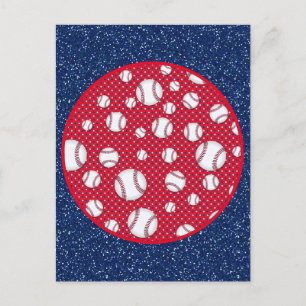Rot Weiß und Blau Baseball  Postkarte