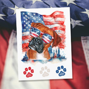 Rot Weiß und Blau Boxer Hund Amerikanisch 4. Juli Feiertagspostkarte