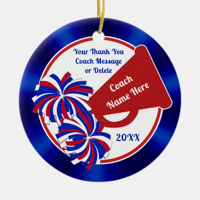 Rot weiß und blau, Chefcoach Geschenke, Cheftraine Keramik Ornament (Vorne)