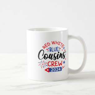 Rot-Weiß und Blau-Cousin Crew 4. Juli Familie Kaffeetasse