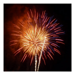 Rot, Weiß und Blau Feuerwerk I Patriotisch Poster
