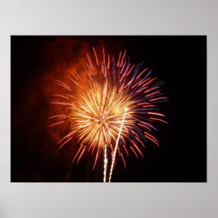 Rot, Weiß und Blau Feuerwerk I Patriotisch Poster