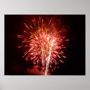 Rot, Weiß und Blau Feuerwerke II Patriotisch Poster