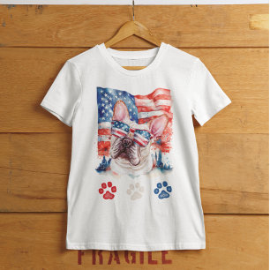 Rot Weiß und Blau Französische Bulldogge Hund 4. J T-Shirt