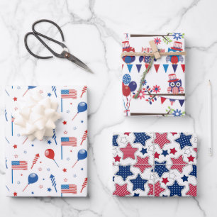 Rot weiß und blau geschenkpapier set