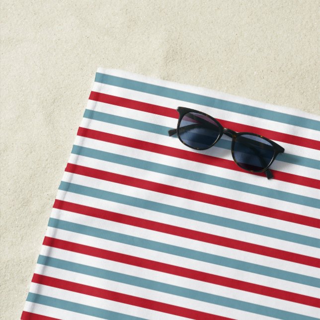 Rot weiß und blau gestreift Patriotisch Strandtuch (Beispiel)