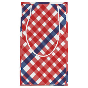 Rot, Weiß und Blau Gingham Kariert Kleine Geschenktüte