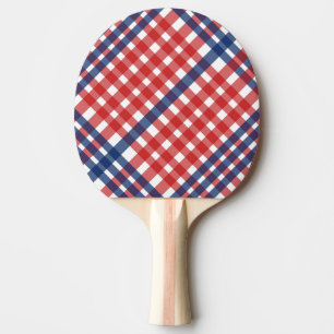 Rot, Weiß und Blau Gingham Kariert Tischtennis Schläger