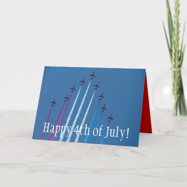 Rot, Weiß und Blau, Glückwunsch 4. Juli! Karte (Vorderseite)