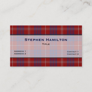 Rot, Weiß und Blau Hamilton Tartan Kariert Visitenkarte