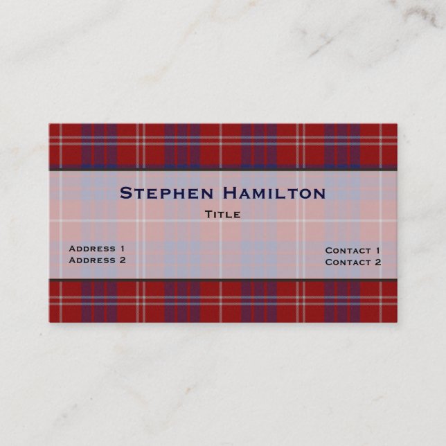 Rot, Weiß und Blau Hamilton Tartan Kariert Visitenkarte (Vorderseite)