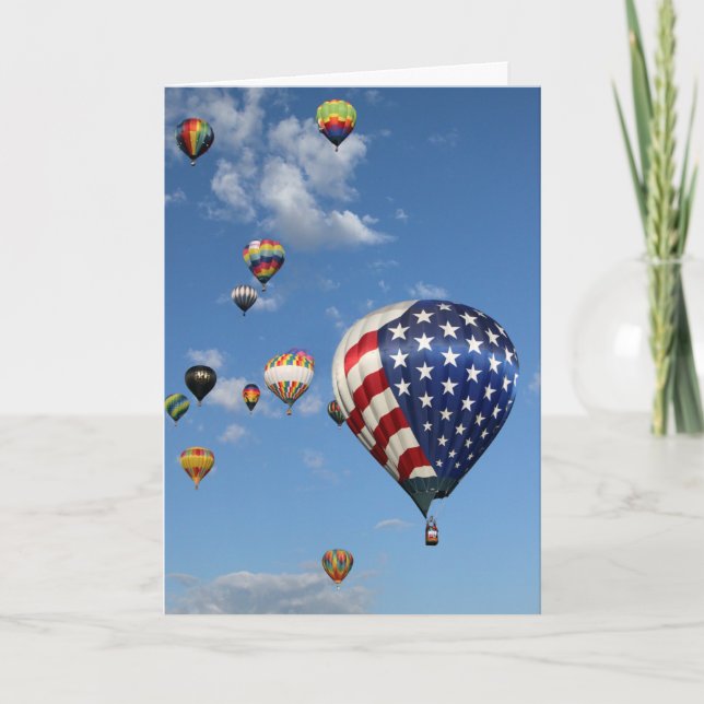 Rot, Weiß und Blau Heißluftballon Karte (Vorderseite)