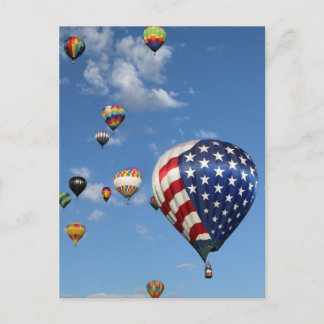Rot, Weiß und Blau Heißluftballon Postkarte