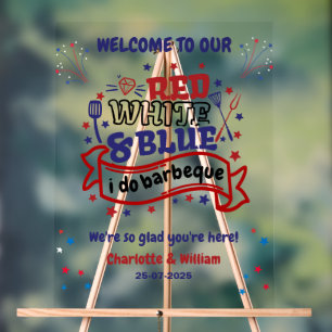 Rot Weiß und Blau ich mache BBQ Paar Brautdusche Acrylschild