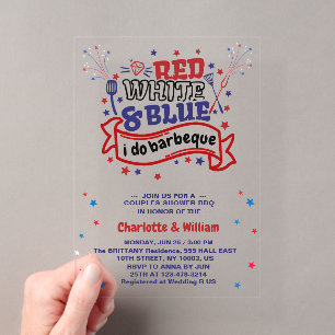 Rot Weiß und Blau ich mache BBQ Paar Brautparty Acryleinladungen