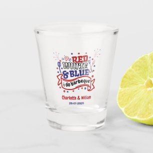 Rot Weiß und Blau ich mache BBQ Paar Brautparty Schnapsglas