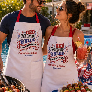 Rot Weiß und Blau ich mache BBQ Paar Brautparty  Schürze