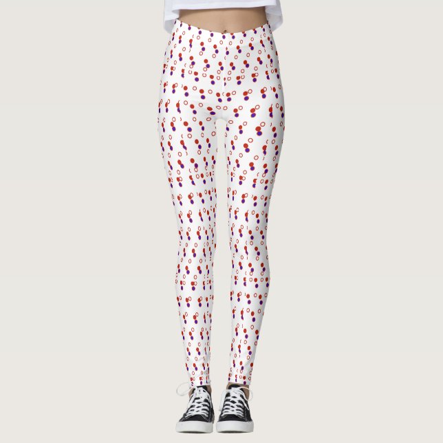 Rot-Weiß und Blau Kleine Gepunktete Leggings (Vorderseite)