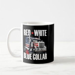 Rot Weiß Und Blau Kragen Patriotischer Trucker USA Kaffeetasse