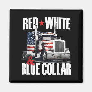 Rot Weiß Und Blau Kragen Patriotischer Trucker USA Magnet