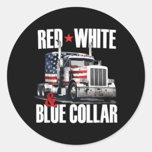 Rot Weiß Und Blau Kragen Patriotischer Trucker USA Runder Aufkleber