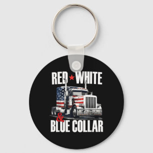 Rot Weiß Und Blau Kragen Patriotischer Trucker USA Schlüsselanhänger