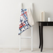 Rot, Weiß und Blau Madras Sherpa Blanket