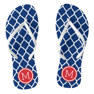 Rot-Weiß und Blau-marokkanisches Quatrefolienmonog Flip Flops