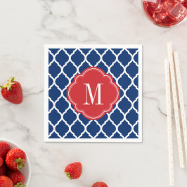 Rot-Weiß und Blau-marokkanisches Quatrefolienmonog Serviette