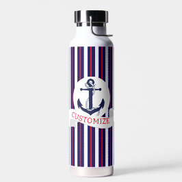 Rot, Weiß und Blau mit Anker-Wasserflasche Trinkflasche
